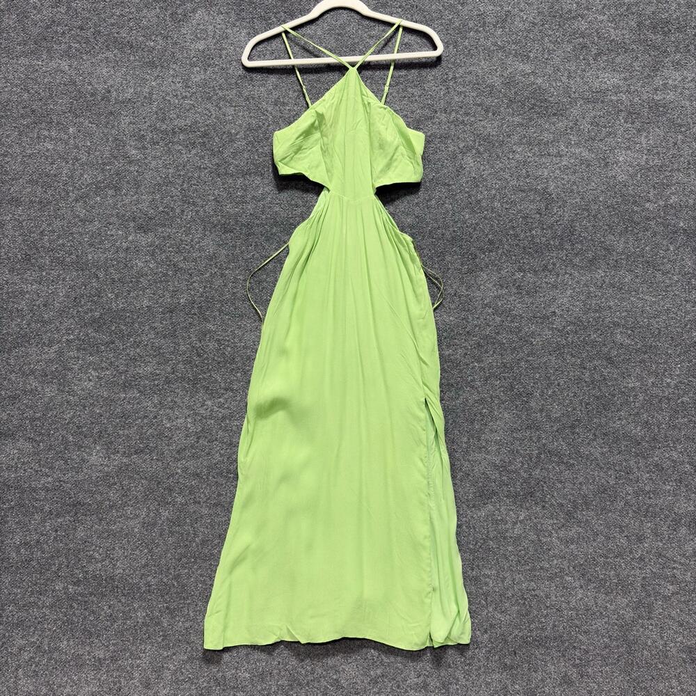 Louna Dress Womens XS Green Cutout V Neck Strappy Maxi Sundress Open Back
